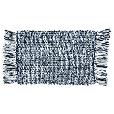 Navy Blue Woven Fabric Placemats with Tassels, Set of 4
