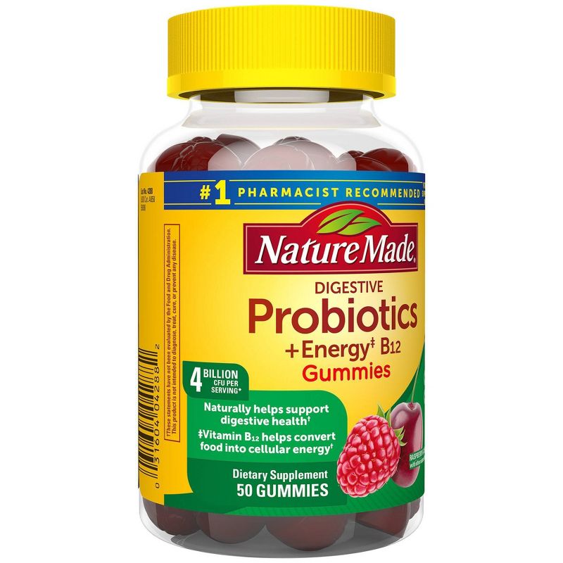 Nature Made Digestive Probiotics 4 Billion CFU per serving + Energy B12 Gummies - Raspberry &#38; Cherry - 50ct, 6 of 11
