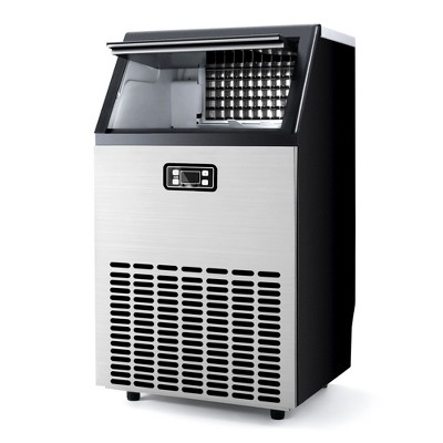 Simzlife 150 lbs/Day Commercial Ice Maker with 33lbs Ice Storage Capacity, Stainless Steel, Silver