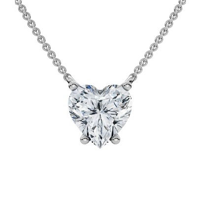 Pompeii3 1Ct Heart Shape Diamond Solitaire Diamond Pendant 14k Gold Necklace Lab Created