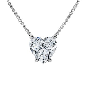 Pompeii3 1Ct Heart Shape Diamond Solitaire Diamond Pendant 14k Gold Necklace Lab Created - 1 of 4