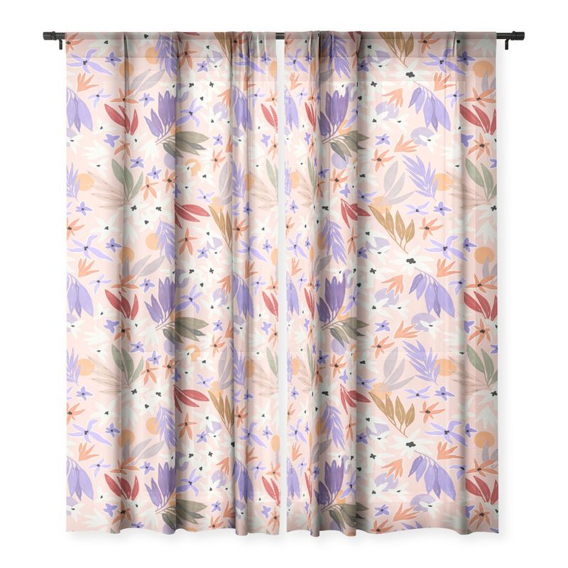Marta Barragan Camarasa Flowers colorful Set of 2 Panel Sheer Window Curtain - Deny Designs, 1 of 7