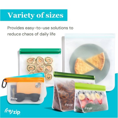 (re)zip Family Reusable Leakproof Food Storage Bags – Lunch & Snack Kit – 12pc