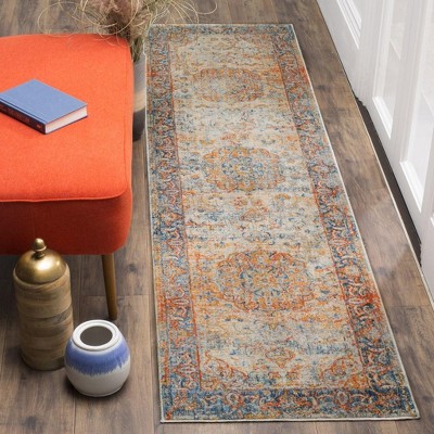 Vintage Blue and Multi Persian Style Runner Rug