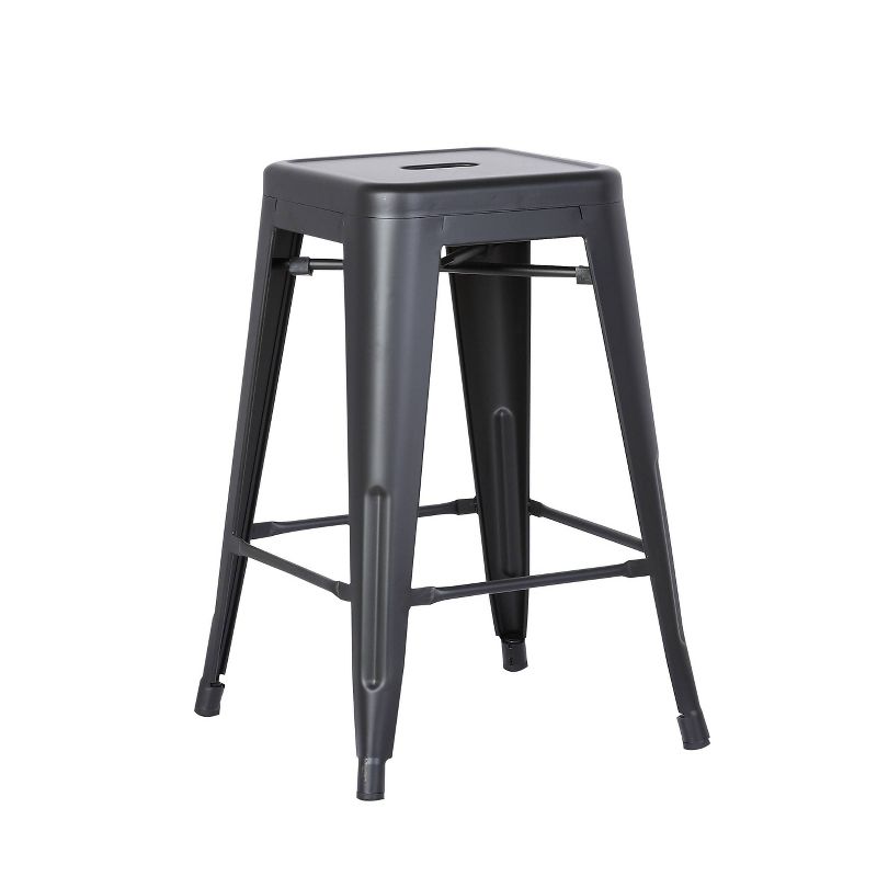 Set of 2 24" Industrial Backless Metal Barstools - AC Pacific, 1 of 8