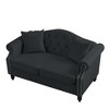 57" Velvet Chesterfield 2-Seater Sofa with Rolled Arms & Nailhead Trim - 4 of 4