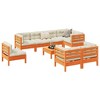 vidaXL 9 Piece Patio Sofa Set with Cushions - Wax Brown Solid Wood Pine - 2 of 4