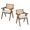 HDZNVF Set of 2 Wooden Frame Upholstered Dining Chairs, Mid Century Kitchen Chairs, Oak - 4 of 4