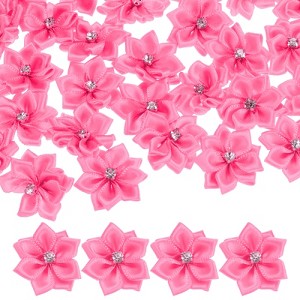 Unique Bargains Artificial Satin Durable Flexible Decorative Mini Ribbon Flowers with Rhinestones 1.2 Inch 100 Pcs - 1 of 4