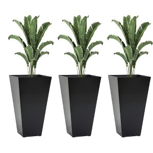 Resenkos Set of 3 Tall Planters with Drainage Hole, 28" Outdoor Flower Plant Pots, Indoor Planters for Porch Patio and Deck, - 1 of 4