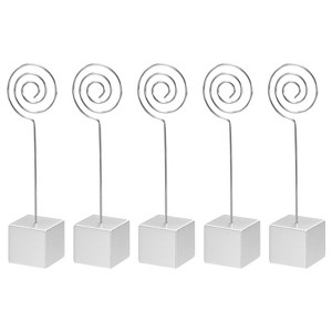 Unique Bargains Metal Resin Cube Base Circle Shape Pictures Memo Place Card Holder 5 Pcs - 1 of 4