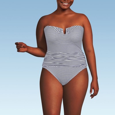 Lands' End Women's Slender Bandeau U-Wire Tankini Swimsuit Top