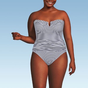 Lands' End Women's Slender Bandeau U-Wire Tankini Swimsuit Top - 1 of 4