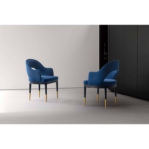 Manhattan Comfort Set of 2 Carrington Modern Velvet Upholstered Dining Armchairs - 1 of 4