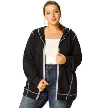 Agnes Orinda Women's Plus Size Hoodie Zip Front Long Sleeve with Pockets Track Jackets