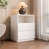 ATJafurn White Cabinet Freestanding Storage Cabinet, Floor Cabinet Nightstands With 2 Drawers For Living Room, Bed Room - 2 of 4