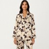 Anna-Kaci Lounge Women's 2-Piece Set Floral Satin Button Front Pajama Top with Contrast Piping and Elastic Waist Pants - 2 of 4