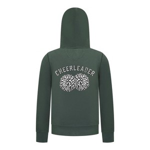 Everyday Kids Cheerleader Girls Zip Up Hoodie – Pom Pom Sketch Graphic Sweatshirt - 1 of 4