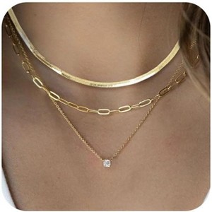 Square CZ Solitaire Pendant Necklace for Women, 14K Gold/Silver Plated Bridal Jewelry - 1 of 4