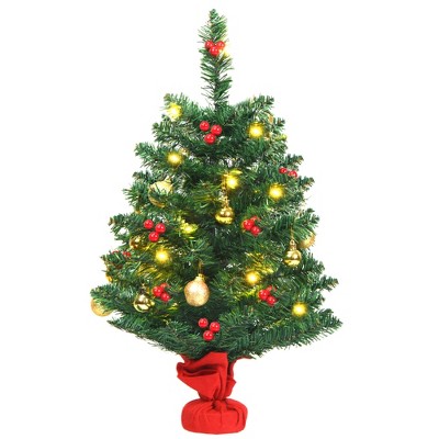 Costway 24'' Pre-Lit Tabletop Christmas Tree PVC Ornaments Lights