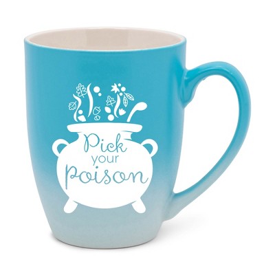 Elanze Designs Pick Your Poison Two Toned Ombre Matte Teal and White 12 ounce Ceramic Stoneware Coffee Cup Mug