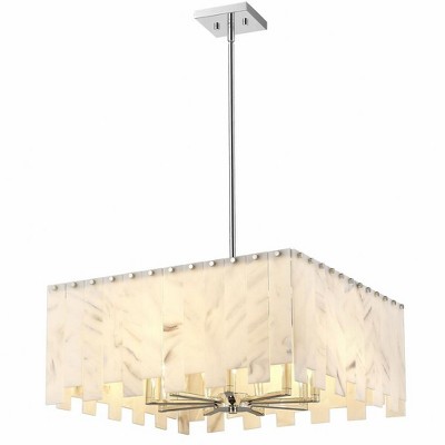 Viviana Art Deco Polished Nickel 8-Light Rectangular Pendant