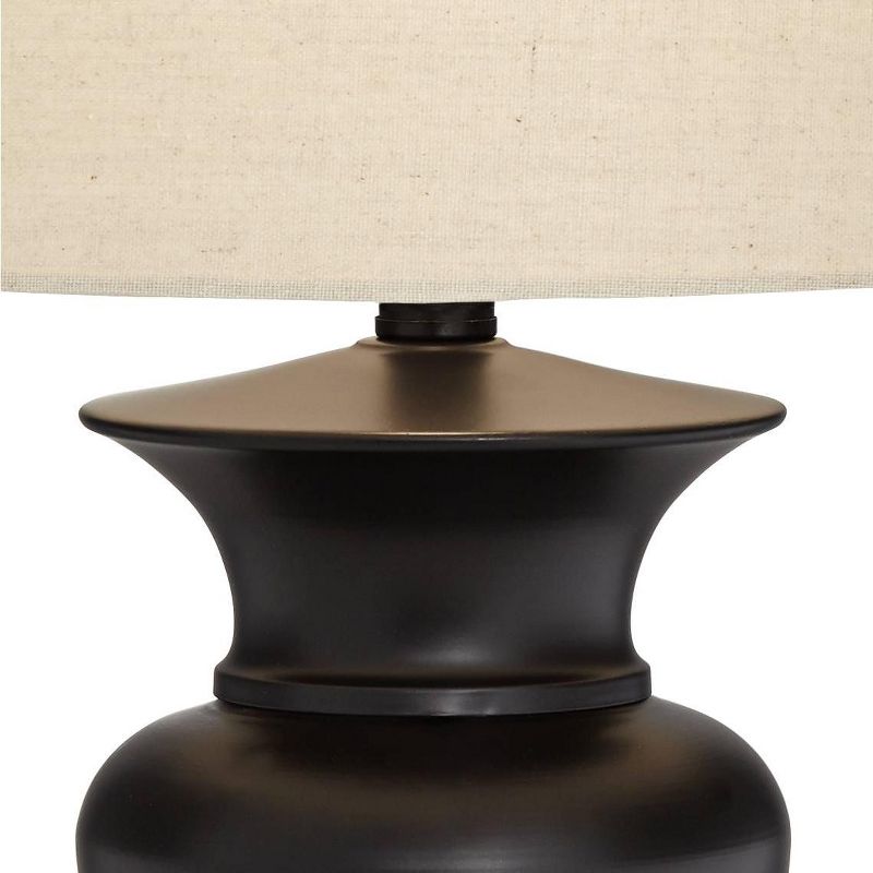 Regency Hill Traditional Table Lamps 26" High Set of 2 Dark Bronze Urn Ivory Tapered Drum Shade for Living Room Family Bedroom Nightstand, 3 of 9
