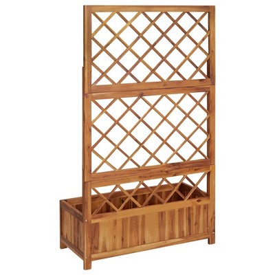 Acacia Wood Raised Bed with Trellis for Outdoor Plants