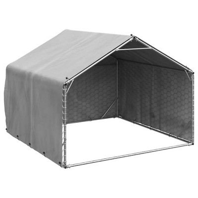vidaXL Outdoor Dog Kennel Silver Galvanized Steel Large
