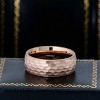 Jewelry Avalanche 8mm Dome Rose Gold IP Hammered Tungsten Carbide Mens Wedding Band - 3 of 4
