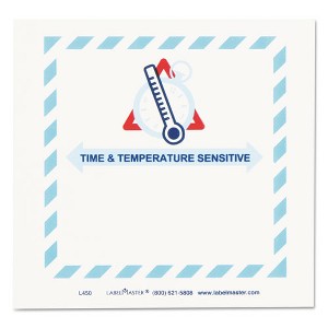 LabelMaster Shipping and Handling Self-Adhesive Labels, TIME and TEMPERATURE SENSITIVE, 5.5 x 5, Blue/Gray/Red/White, 500/Roll - 1 of 3