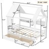KWPZQEB House Bed, Montessori Platform Bed Frame with Storage Drawers & Window, Floor Bed with Bookshelf for Kids, No Spring Box Needed, White/Natrual - 4 of 4