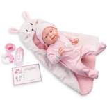 JC Toys Soft Body La Newborn 15.5" baby doll - Pink Bunny Bunting Gift Set