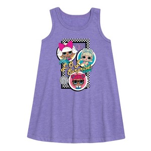 - LOL Surprise! - Retro Style Dolls Graphic Sleeveless Aline Dress - 1 of 2