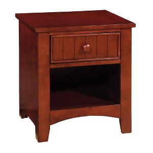 Mereu 1 Drawer Nightstand Cherry - HOMES: Inside + Out: Bedside Storage, Open Shelf, No Assembly Required - 1 of 4