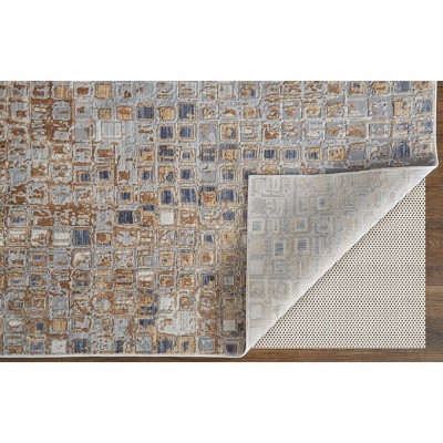 Laina Gray and Tan Abstract Synthetic Runner Rug