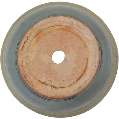 Seafoam High-Fired Glazed Ceramic Planter Duo with Drainage, 11-Inch