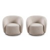Set of 2 Swivel Accent Chairs, Boucle Barrel Chair with Solid Wood Frame,Single Upholstered Barrel Lounge Armchairfor Living Room-Koiai - 3 of 4