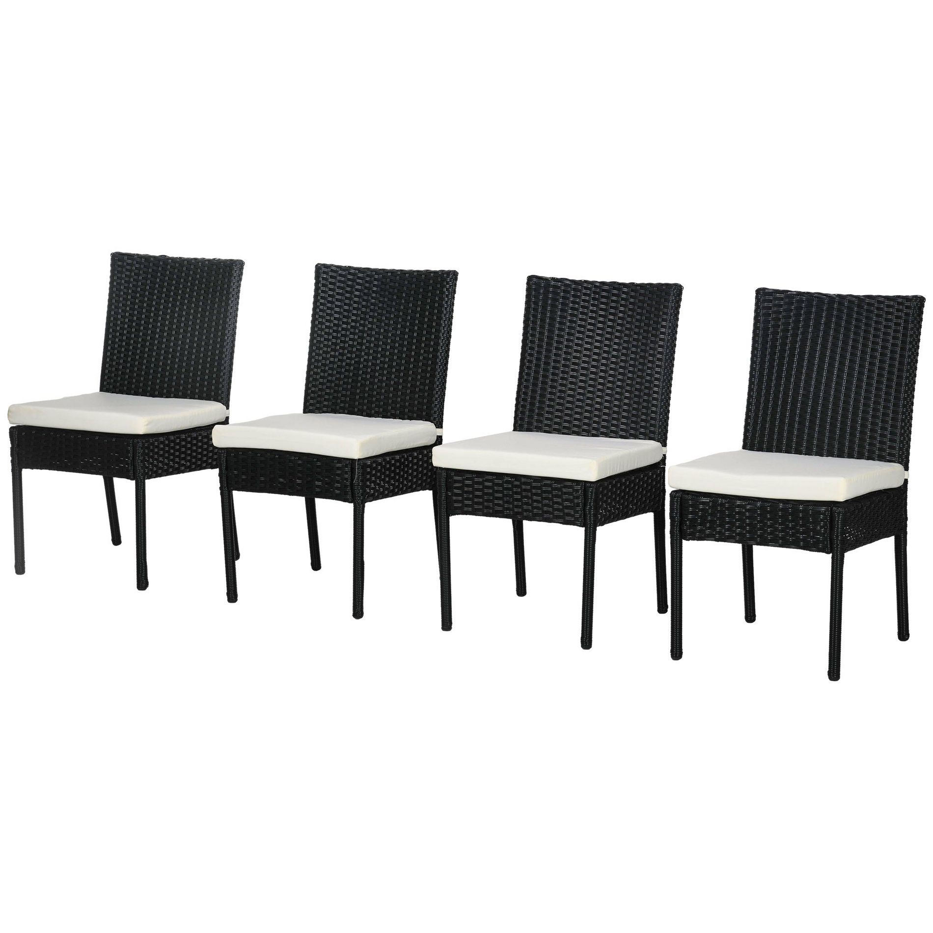 Aghana Digitals 4 Cream PE Rattan Patio Dining Chairs with Padded Cushions, High Backrest & Cream White 17.30×22.80×34.80 in
