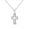 Haus of Brilliance Silver 1/10 cttw Pave-Set Round-Cut Diamond Open Cross Pendant Necklace - 3 of 4