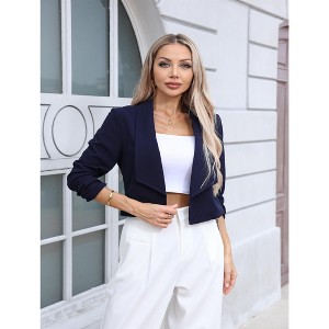 Clearlove Women's Lightweight 3/4 Sleeve Pleated Blazer Effortless Polish for Modern Versatility - 1 of 4