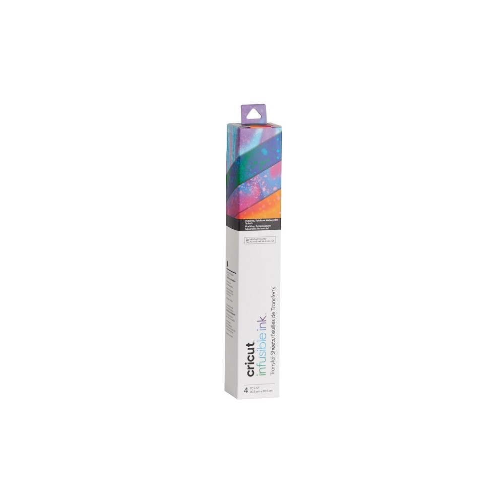 Cricut 4pk Infusible Ink Transfer Sheet Patterned - Rainbow Paint Splash: Multicolor Heat Transfer Vinyl, 12"x12"
