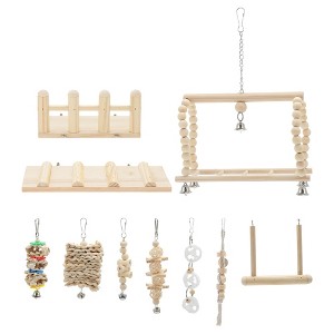 Unique Bargains Bird Toys Coconut Hideaway with Ladder Swing - 1 of 4