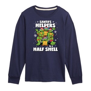 Boys' - Teenage Mutant Ninja Turtles - Santas Helpers In A Half Shell Long Sleeve Graphic T-Shirt - 1 of 4