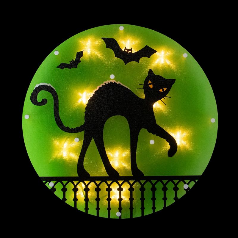 Northlight 13.75" Lighted Black Cat Halloween Window Silhouette Decoration, 3 of 5