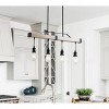 Farmhouse 4-Light Linear Pendant Light, Industrial Kitchen Island Chandelier with Wood and Black Metal - 2 of 4