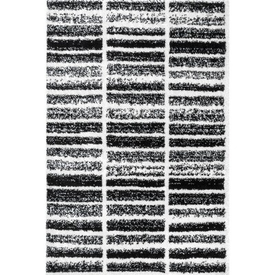 Nuloom Celyn Distressed Block Shag Black & White Indoor Area Rug