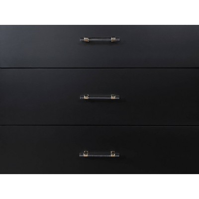 Stanton Black 64" Glam 6-Drawer Dresser with Gold Accents