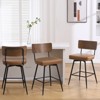 Bekrvio 26" Counter Height Swivel Bar Stools Set of 2/3 - Upholstered Faux Leather, Wood Backs & Metal Legs, Counter Stools for Kitchen Island - 2 of 4