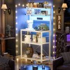 Aheaplus Kitchen Storage Rack with Power Outlet, Coffee Bar Station with LED Lights, Bakers Rack with 6 S-Shaped Hooks - 2 of 4